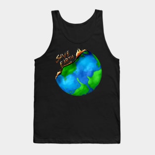 Burning Earth Globe - Save Earth For Earth Day Tank Top